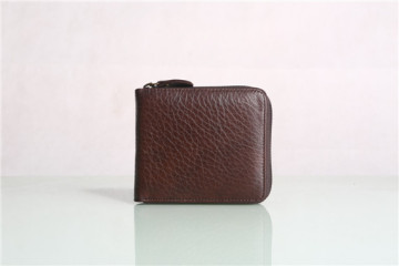 ZIPPER GENUINE LEATHER STUDENT MINI WALLET BROWN LEATHER WALLET REAL LEATHER WALLET