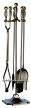 5-pcs fireplace tools set,Antique brass plated