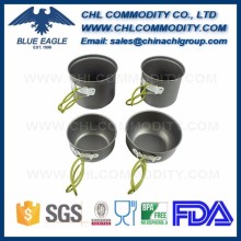 Camping Pots Portable Hard Anodized Aluminum Cooking Ware Cookware Picnic Bowl Pot Pan Kits