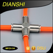 MPZA metal one touch fitting 4 ways push in cross fitting / quick connecting cross fitting