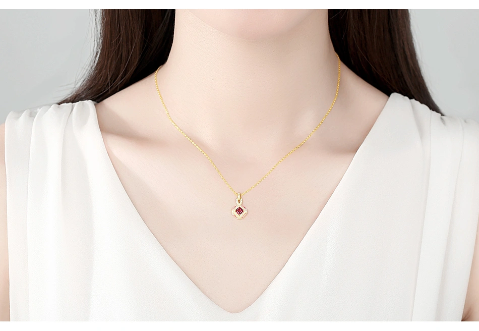 Design Colorful CZ Stone Gold Plated Silver Pendant Necklace