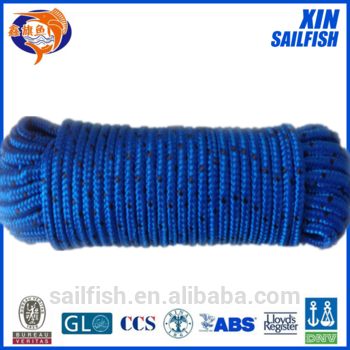 Diamond braided blue pp rope with black tracer