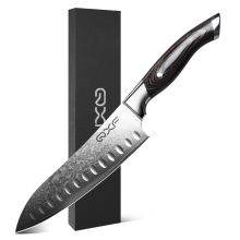 67 Layer Damascus Steel Santoku Knife with Pakkawood Handle - New Arrival 7 Inch Chef Knife