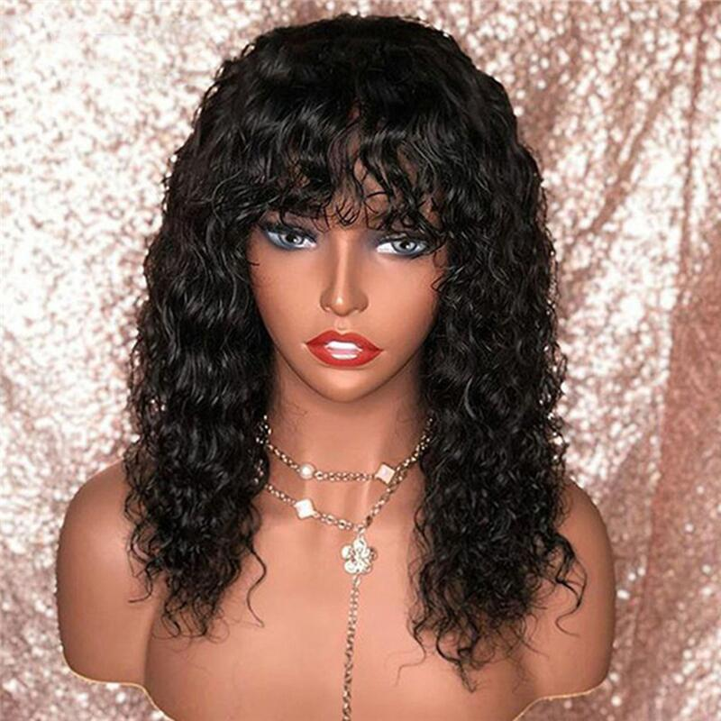 ISEE Hot Sale Human Hair Wigs With Bangs Fringe Wig Glueless Cheap Brazilian Remy Wig Can Be Dye