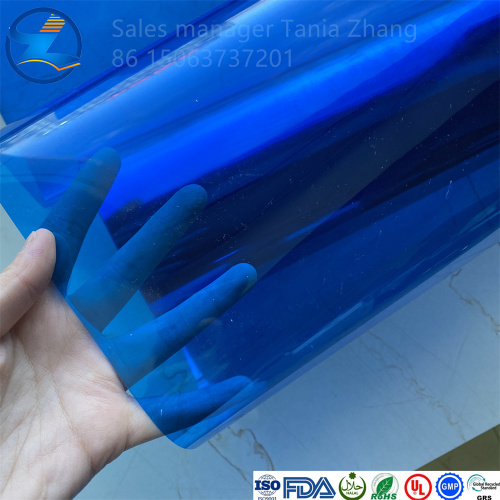 Película suave translúcida de PVC azul coustomizado