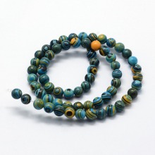 Pandahall 10mm Dyed Blue Synthetic Malachite Round Beads