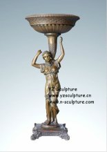 Bronze Flower Vase with Statue (OBI-B094)