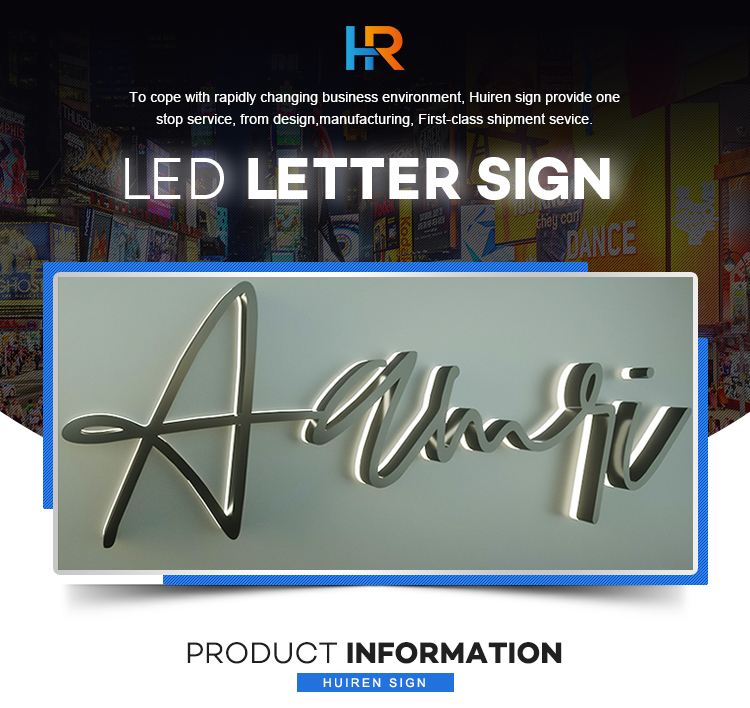 Store advertising led channel letter sign board wall company name custom led letter lights up backlit led acrylic letter logo