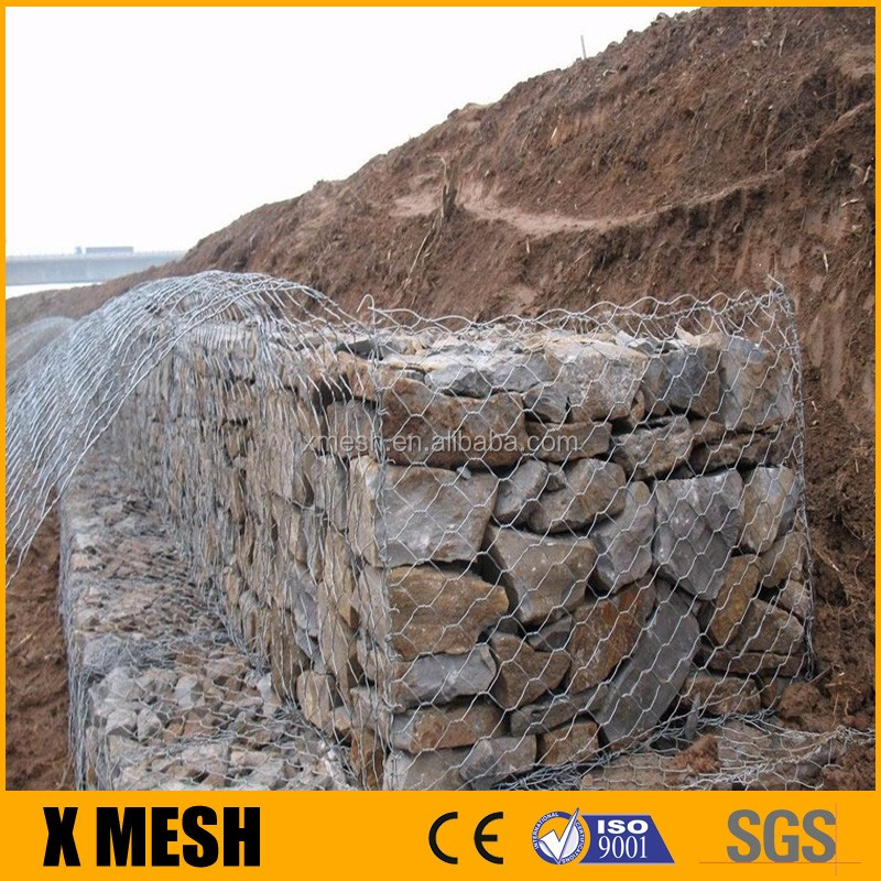 Stone Filled hexagonal gabion wall for Retaining Wall