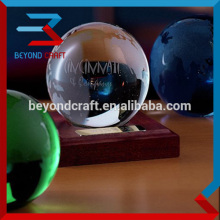 80mm custom crystal etched ball globe ,crystal desk paperweight decoration