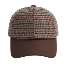 Adjustable Metal Buckle Curved Suede Two-Tone Unstructured Tweed Winter Baseball Cap
