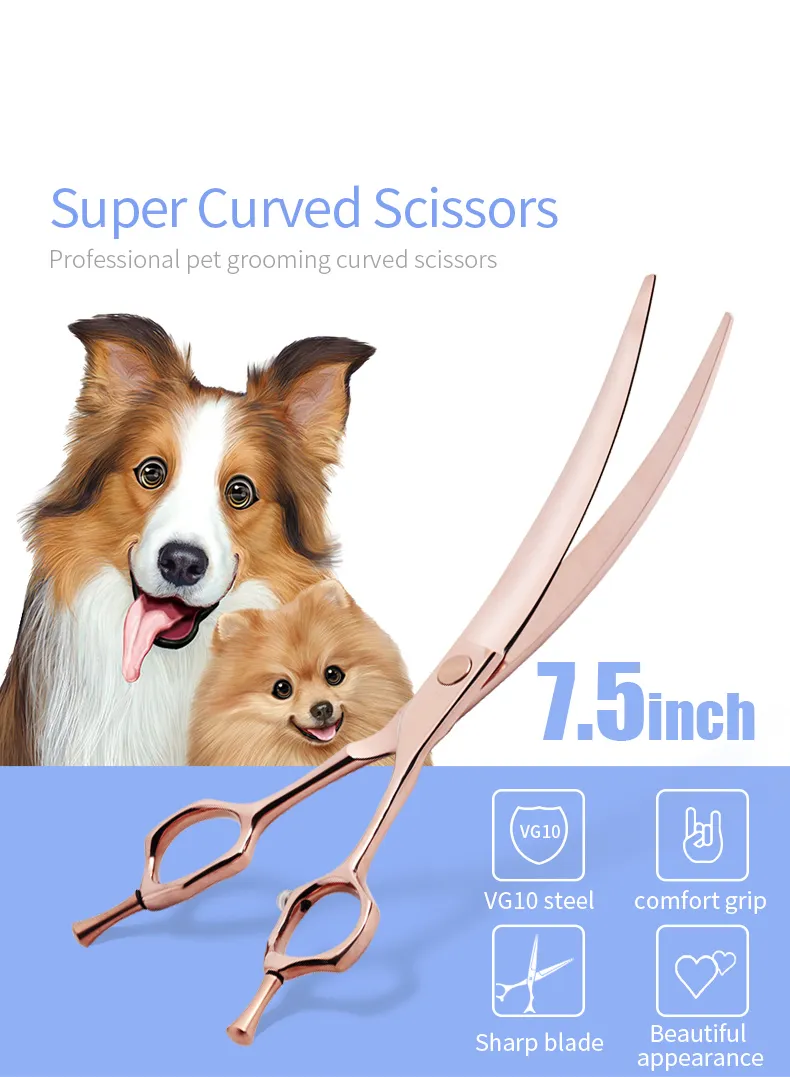7.5inch Japanese Vg10 Steel Rose Gold Pet Hair Scissor Master Craftsmen Handmade Dog Grooming Scissors