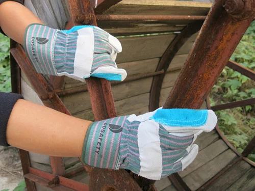 Double Leather Wholesale Cotton Back Pipe Fitting Working Gloves