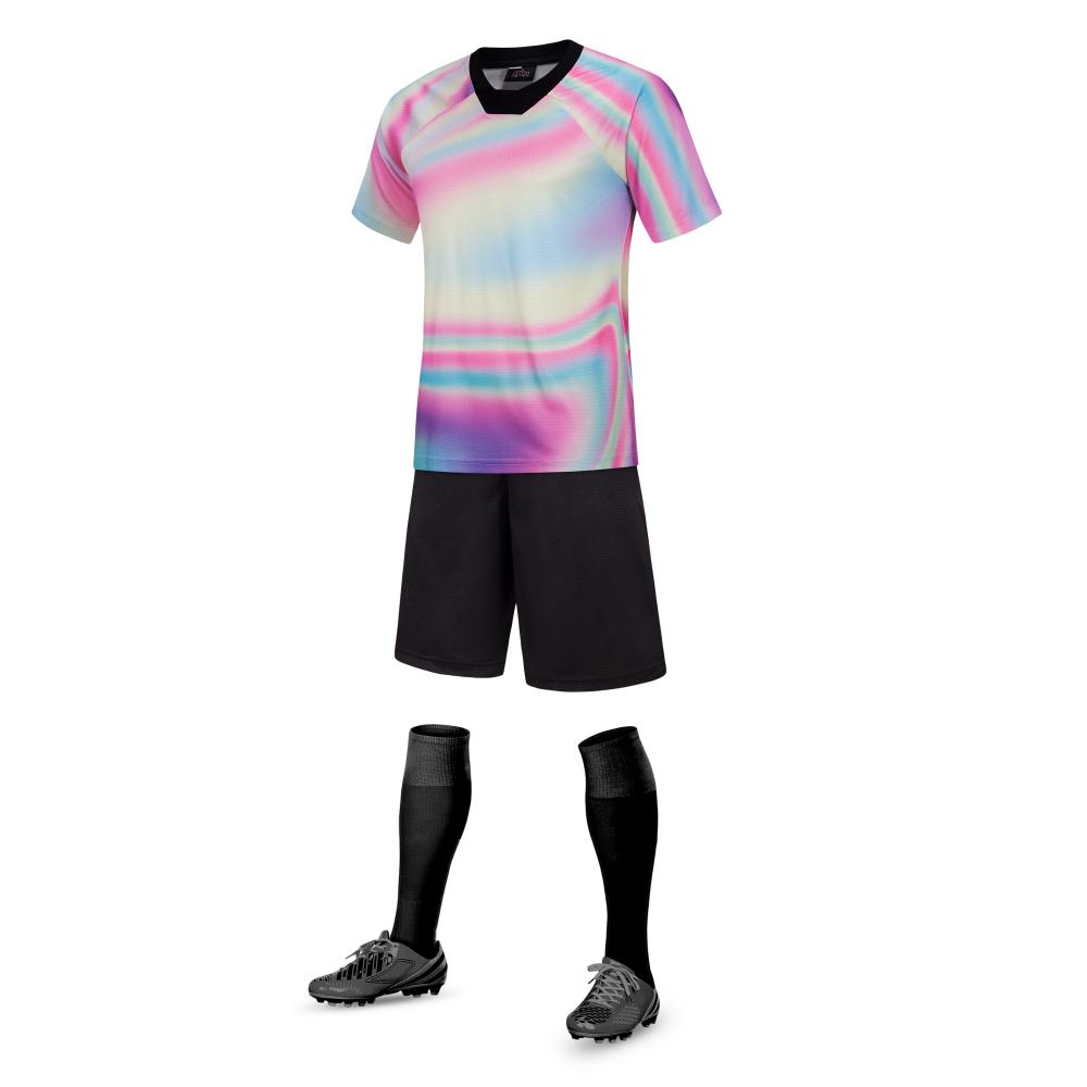 Uniforme de futebol com gola v