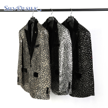 1 Button Reversible Sequins Leopard Jacket Tuxedo Blazers