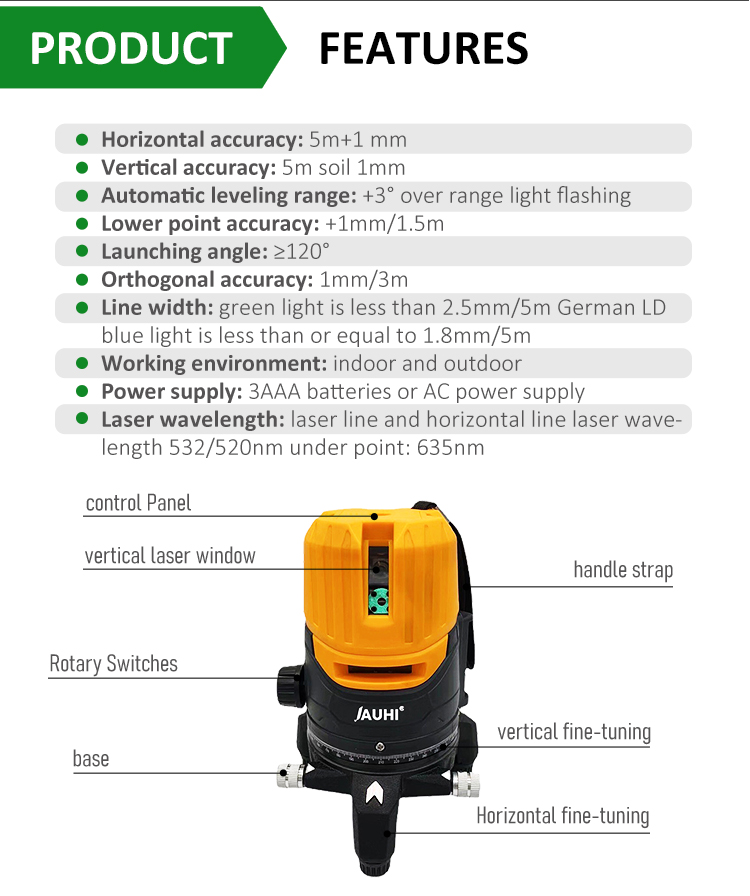 Laser Level Self Levelling Beams Laser 5 Lines