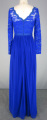 Royal Blue Lace Long Sleeve Chiffon Evening Dress