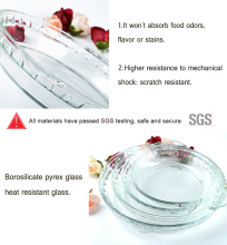 Pyrex glass bakeware pie plate/dish, glass bakeware set with handle, Round Clear oven safe
