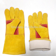 Yellow cow split leather /print your logo full lining welding gloves