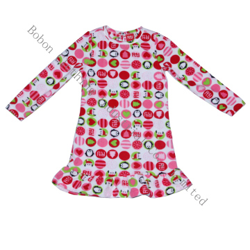 Girl's Long Sleeve Round Neck Fashion Nightshirt