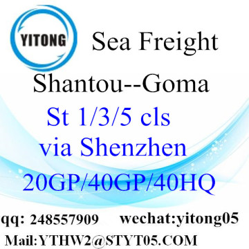 Fret maritime, expédition de Shantou à Goma