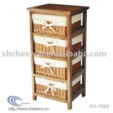 Wooden Cabinet with Wicker Drawers