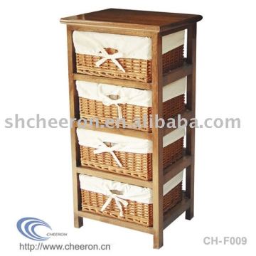 Wooden Cabinet with Wicker Drawers