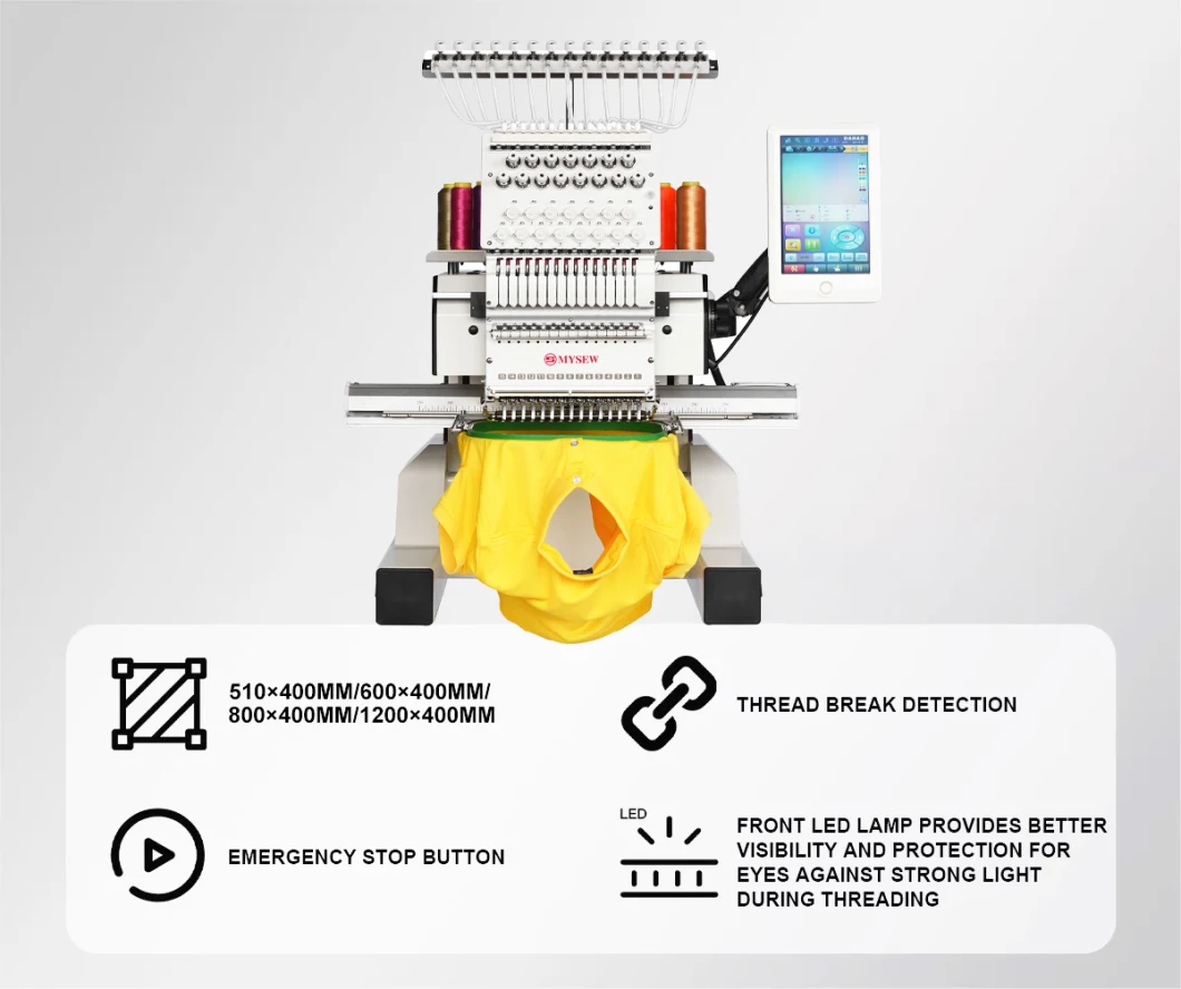 MBC1201 T-shirt à tête unique multi-tête Machine de broderie informatisée pour vêtements plats