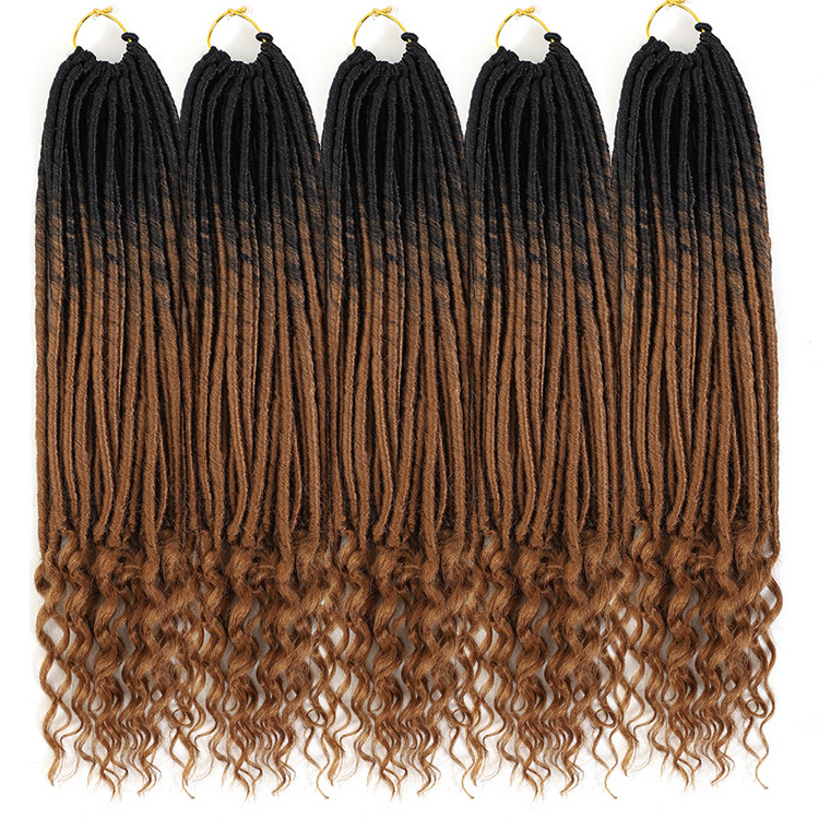 Straight Goddess Locs Hair With Curly Ends Synthetic Fiber Ombre Color Long And Soft Goddess Braiding