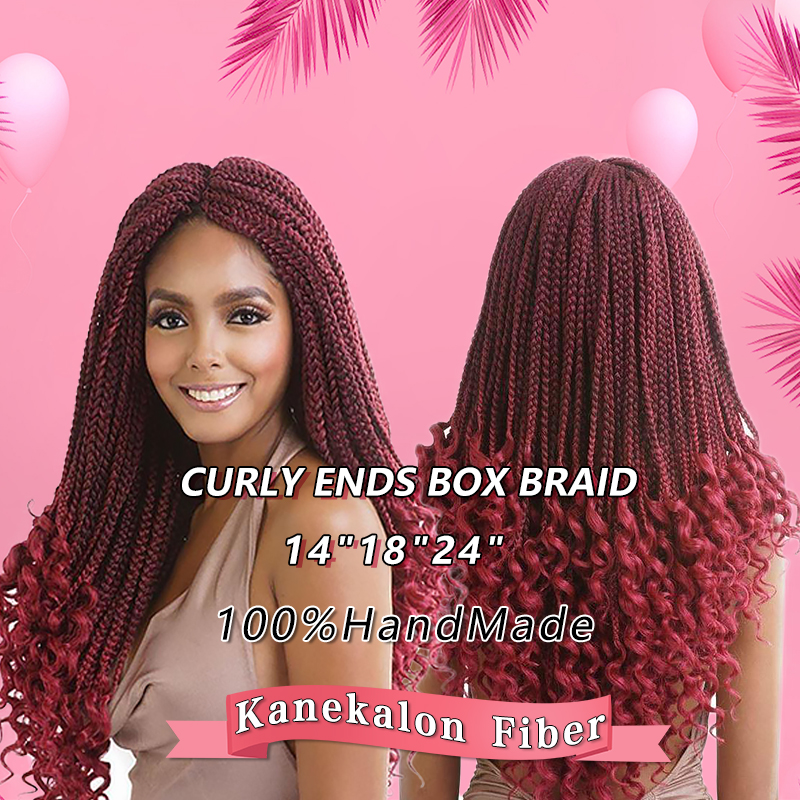 Julianna 14 18 24 Inch Ombre Black Brown Crochet Braids Synthetic Braiding Hair Extensions Box Braids With Curly End