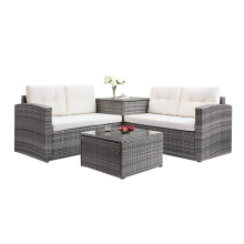 Modern Grey Outdoor Rattan Sofa Set - Rattan Patio Furniture Garden Set