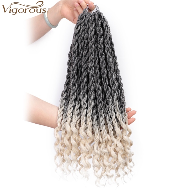 Vigorous High Temperature 14 Inch Crochet Hair Box Braids Curly Ends Ombre Synthetic Hair Extension For Black Women