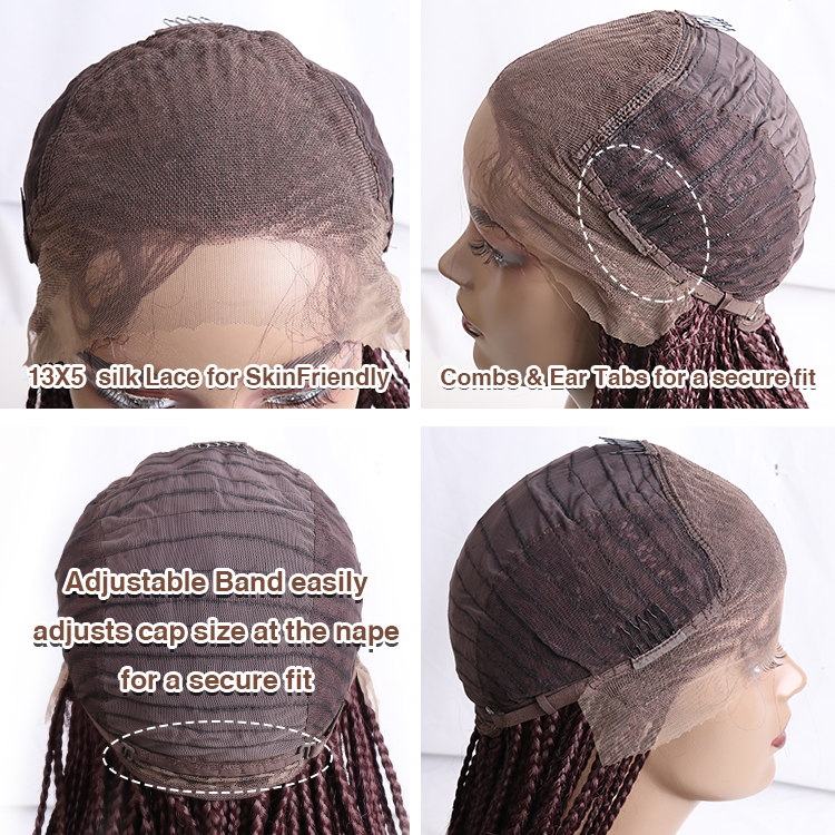 Julianna 13*5 26 Inch Wholesale Hot Sale Deep Part Synthetic Hair Lace Frontal Cornrow Box Braid Wig For Black Woman