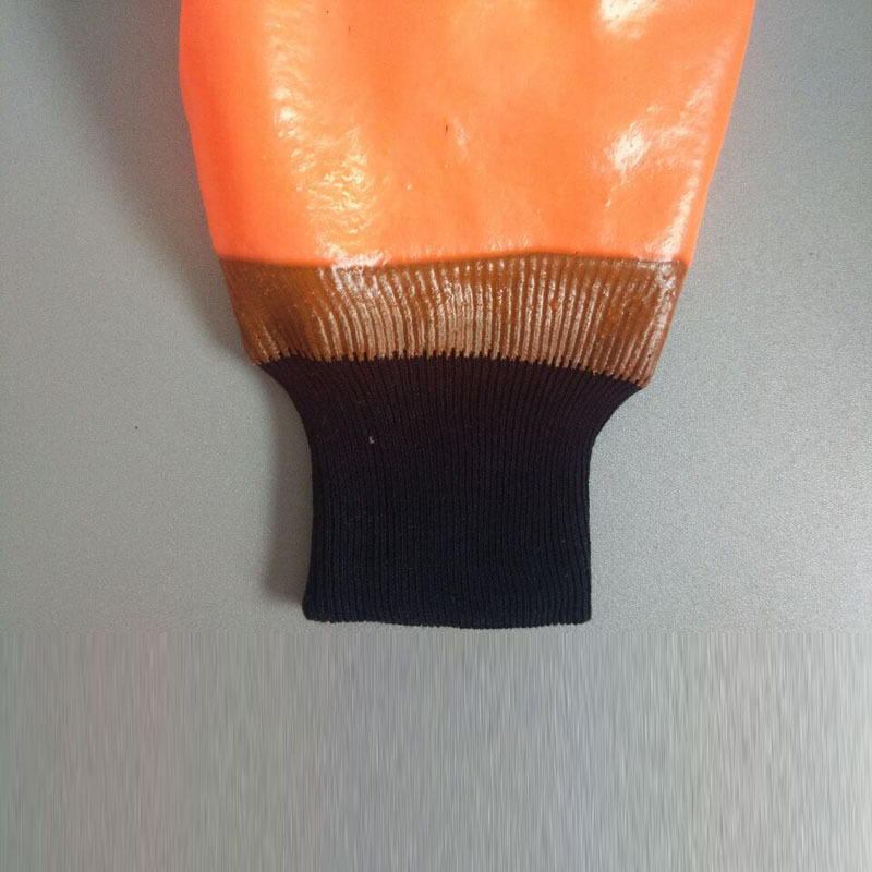 Оранжевый ПВХ зимние перчатки вязаный запястье