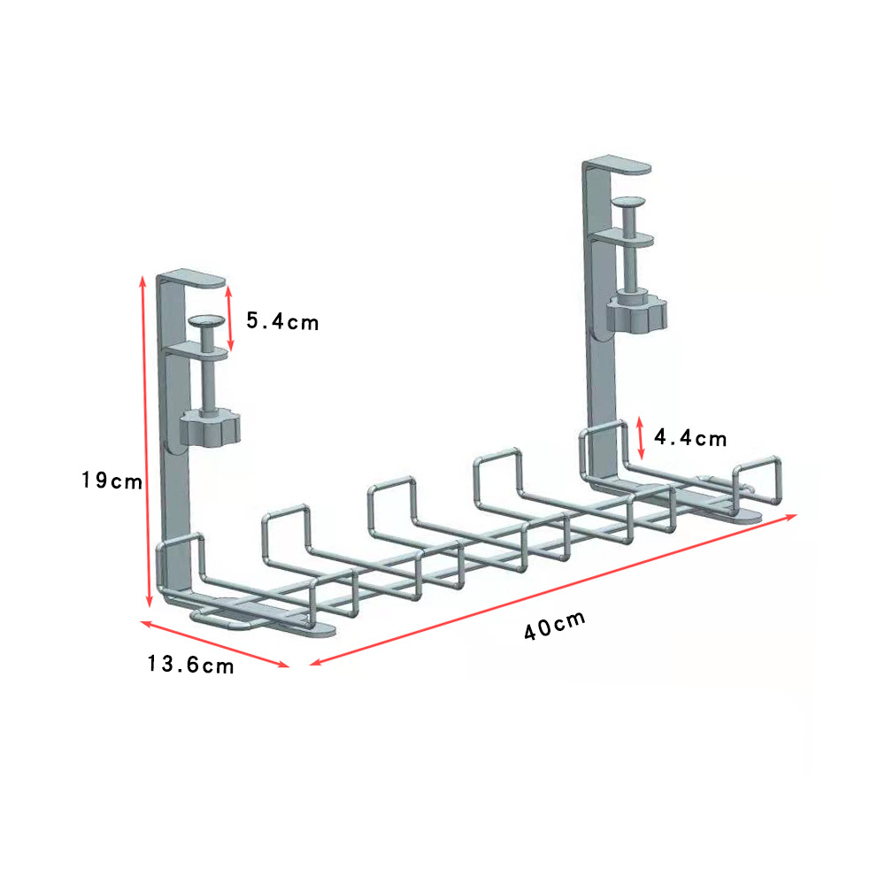 تنظیم کننده کابل فلزی زیر میز قابل تنظیم Adjustable Metal Under-Desk Cable Organizer