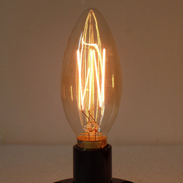 Candle Edison Light Bulb: Vintage Carbon Filament 25W-60W C35 Tailed