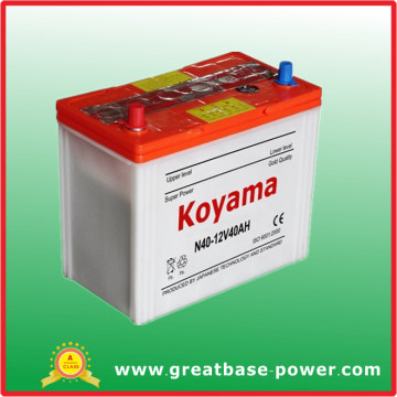 N40 40ah 12V JIS Dry Charged Battery Starting Battery