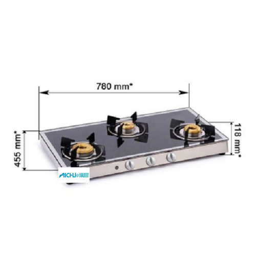 3 Burner Gas Stove Mirror Auto Illumination