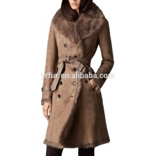 Tongxiang Fur Brand YR-AB22 Luxury women Goat Skin Double Face fur Over Coat