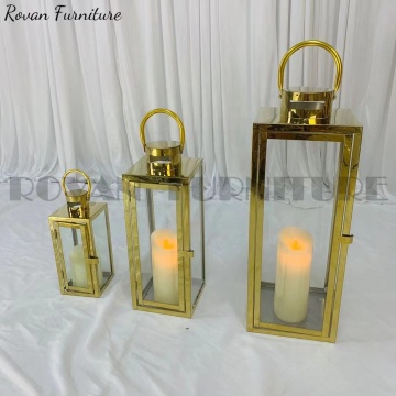 Gold Glass Wedding Center Pieces with White Candle LED Lights for Sale