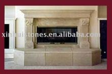 white sandstone fireplace