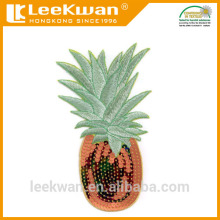 Pineapple sequin embroidery applique with sew-on backing