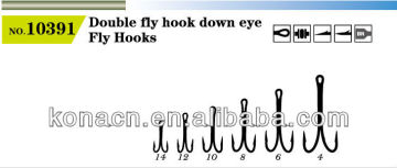 Double fly hook down eye fly hooks