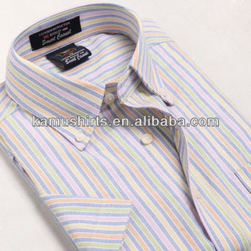 2013 cotton man's short sleeve oxford shirts men button down collar stripes oxford shirts for man