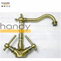 Antique Plating Bronze 2 Handles Kitchen Sink Faucets