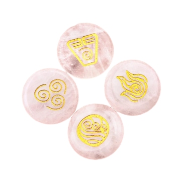 Clear Crystal 25MM Stone Disc Craved Greece Spiritual Symbols 4PCS/SET