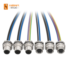 M12 panel mount connector 4pin 5pin 8pin