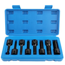 8pcs Heavy Duty Impact Socket Set - Universal Socket Wrench 1/2" Metric