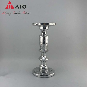 Glass Candle Holder With Plating Silver