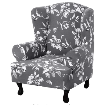 1 Piece Printed Fleece Wing Chair Slipcover